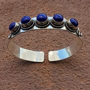 New Blue Onyx 925 Silver Cuff Bracelet.
